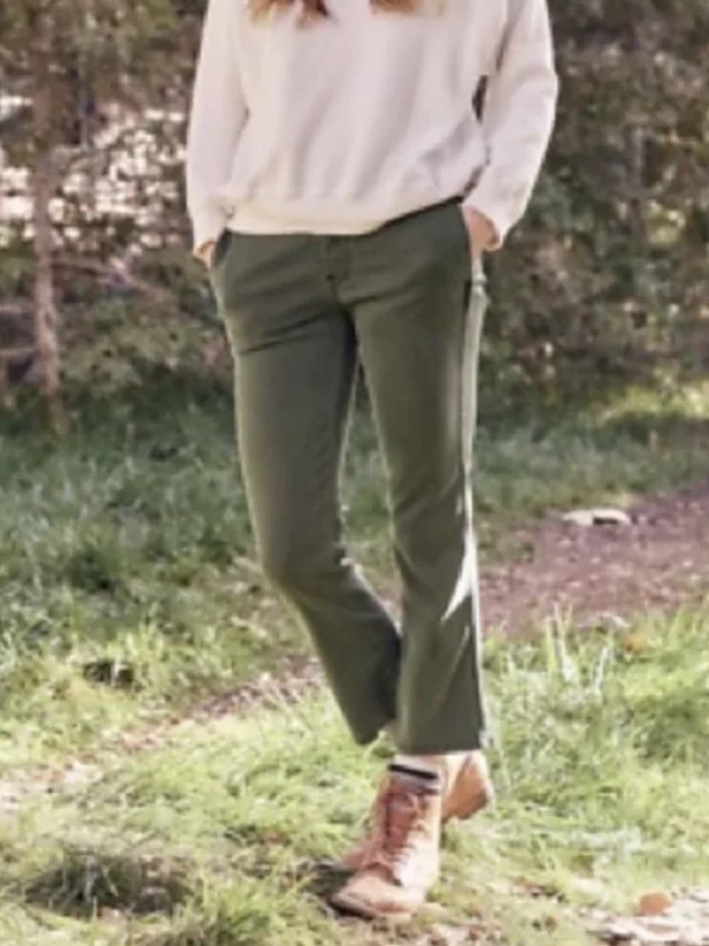 THE GREAT. Olive Green Straight Leg Ribbed Pant Casual Military Utility Women 27